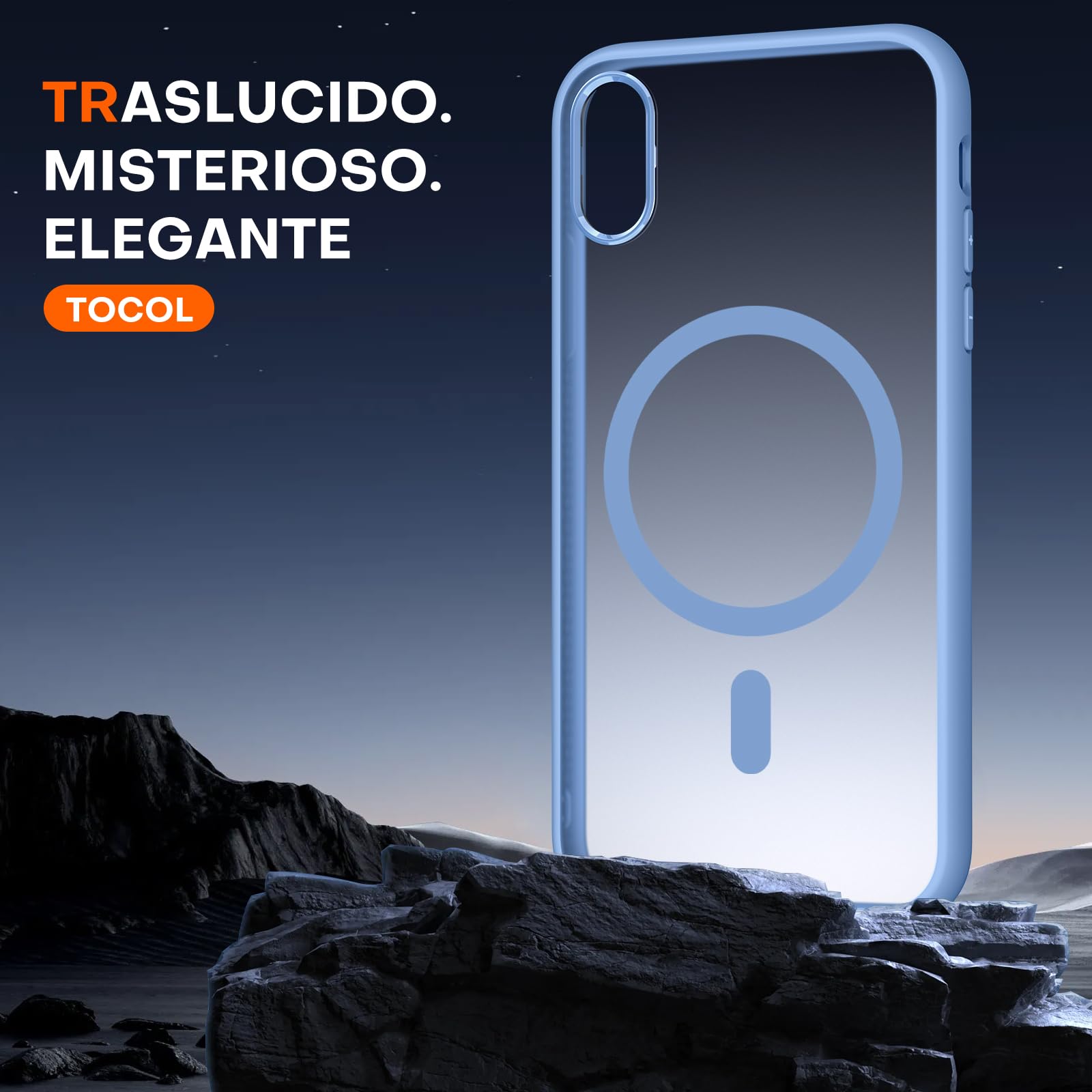 TOCOL Cover Magnetica per iPhone XR 6,1 Pollic, Compatibile con MagSafe, Custodia Antiurto Traslucida Opaca, Blu Chiaro