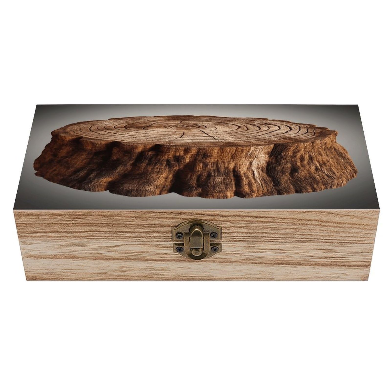 VstaDank Stump of Oak Tree Wooden Storage Box Wooden Keepsake Box with Hinged Lid Exquisite Solid Wood Decorative Jewelry Case Memory Box for Jewelry Photos Letters Crafts Trinkets
