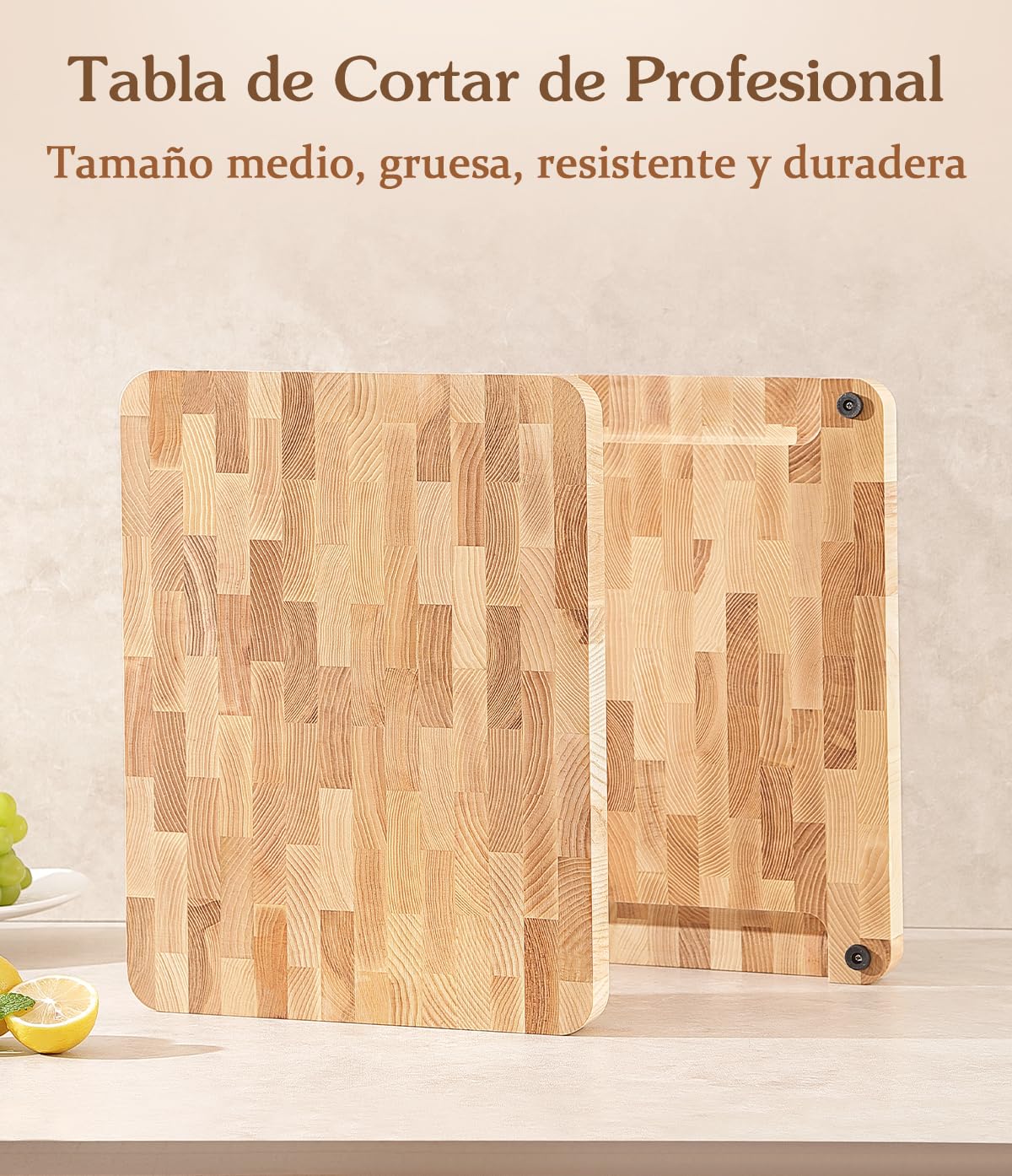 HEZHEN Tablas de Cortar de Madera de Fresno, Madera Bandeja para Servir De Grano Final, Tabla de Picar Tabla para Servir avec Mango Incorporada y Patas Antideslizantes, Espacio para Bandeja Colectora