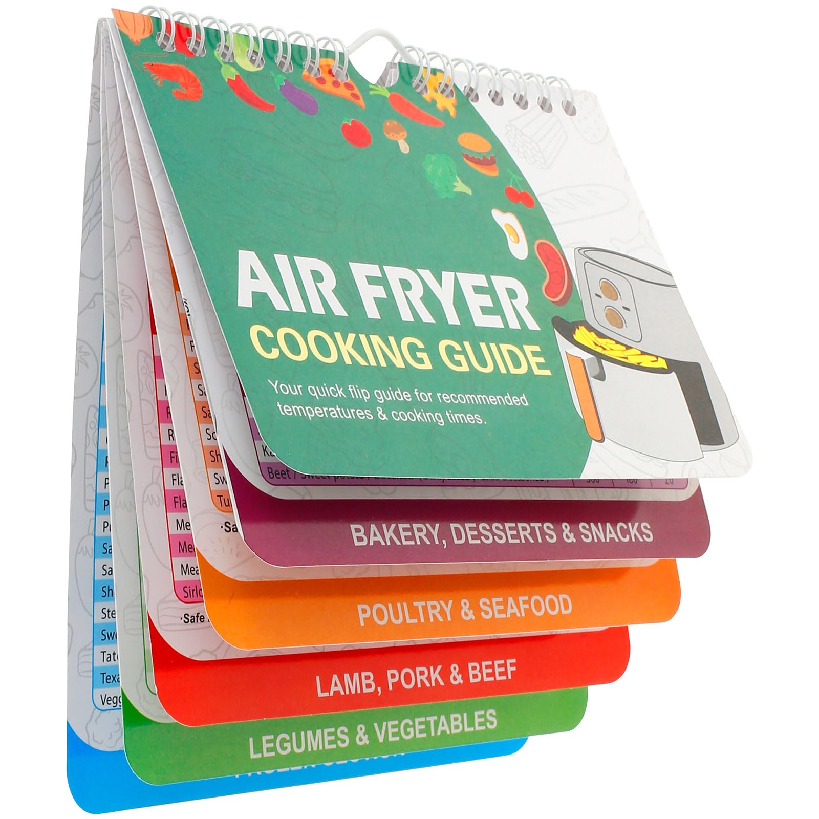 Haijed Multicolor Air Fryer Cooking Guide, Air Fryer Recipe Book Magnets Cooking Guide Booklet, Magnetic Keto Food Guide, Quick And Easy Air Fryer Cookbook For Cooking
