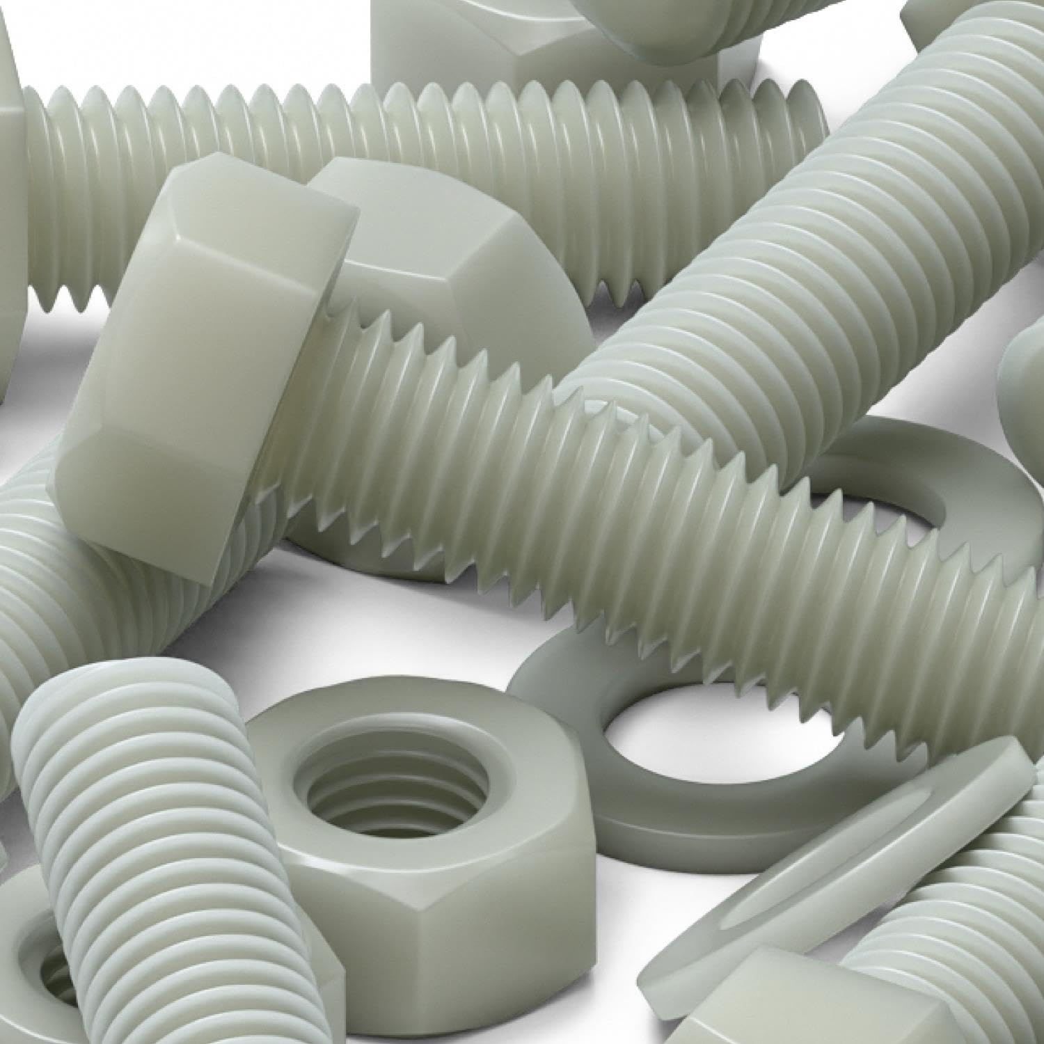 50 x testa Esagonale in super nylon, M8 x 30mm, rinforzato con riempimento in vetro, viti macchinari, Dadi e bulloni di plastica, Rondelle,