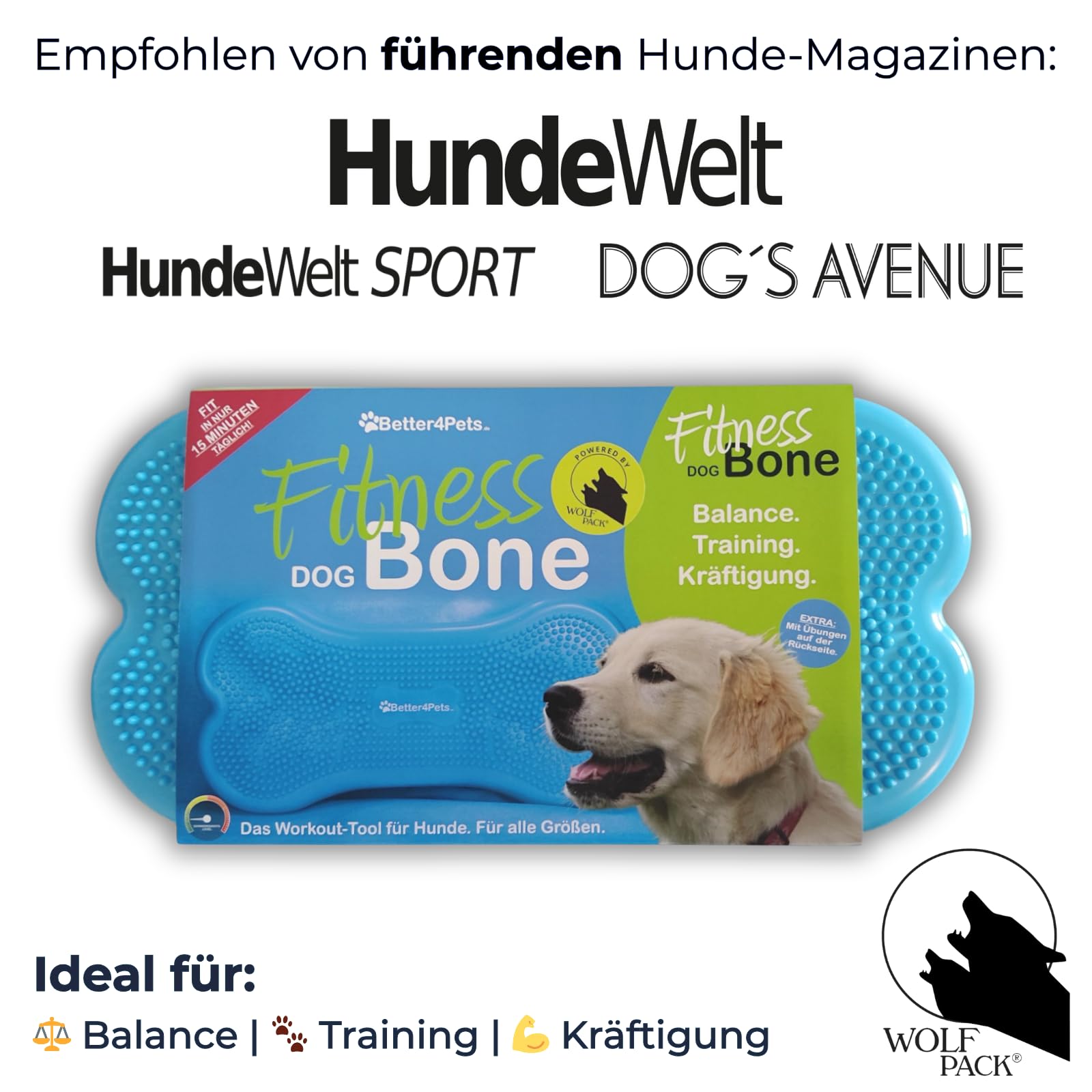 Generisch Fitness Dog Bone - Balance Pad & Wackelkissen - orthopädisches Hundetraining & Spiel - Trainingsgerät, Board, Kissen, Zubehör, Toy - inkl. Pumpe - für kleine & große Hunde