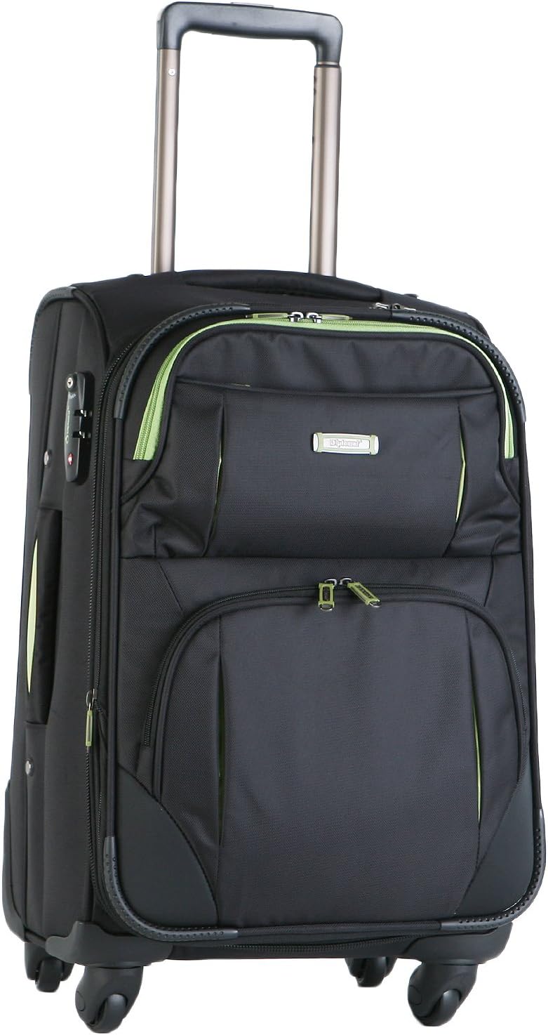 Diplomat Lightweight Wheeled Duffel Expandable Spinner Luggage, Black 24 Inch DH