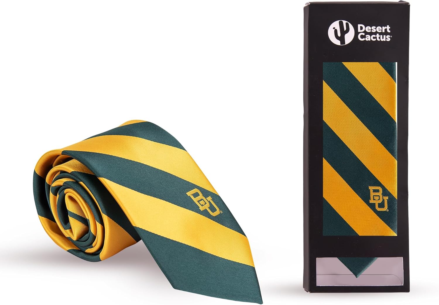 Desert Cactus Baylor University Neck Tie BU Bears 100% Polyester Necktie with Logo, Officially Licensed