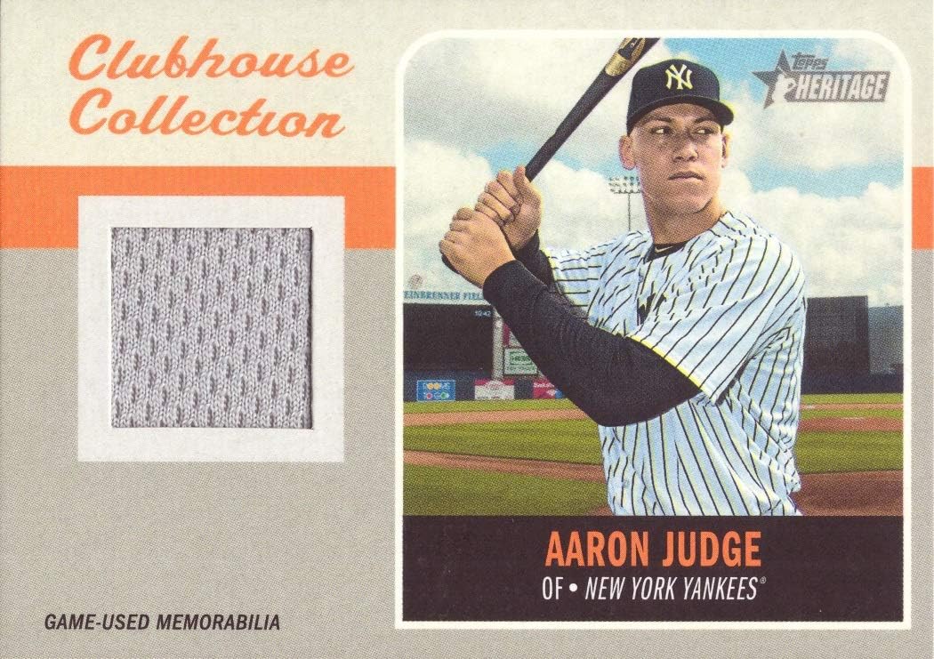 2019 Topps Heritage Clubhouse Collection Relics #CCR-AJ Aaron Judge Game Worn Yankees Jersey Baseball Card - Gray Jersey Swatch