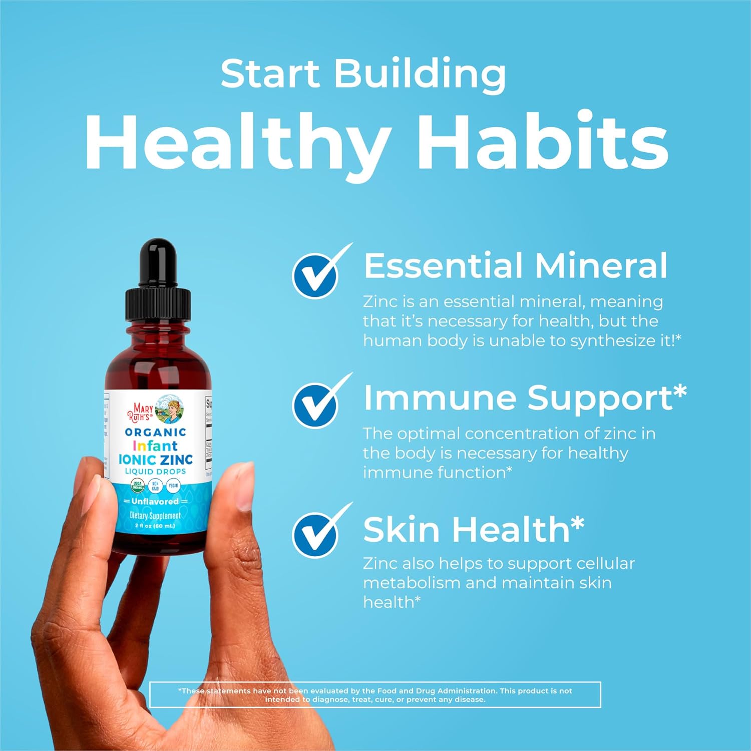 MaryRuth Organics Organic Infant Ionic Zinc Liquid Drops | Zinc Sulfate for Immune Support | Organic Glycerin | Antioxidant | Vegan | Formulated for Babies Ages 6-12 Months | 1 Month Supply | 2 Fl Oz - Image 5