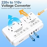 220v to 110v Travel Voltage Converter: International Universal Voltage Converter US to Europe Power Strip Plug Transformer - 2000W Electric Hair Dryer Step Down Outlet Converters for European UK EU