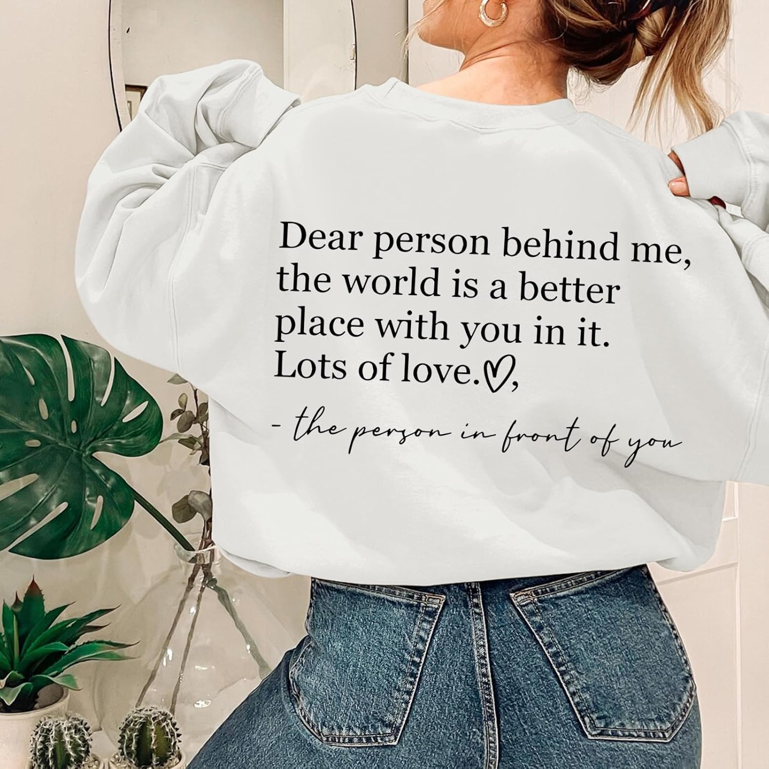 You Are Enough Sweatshirts for Women Dear Person Behind Me Hoodie Mental Health Inspirational Shirts Pullover Tops - Image 3