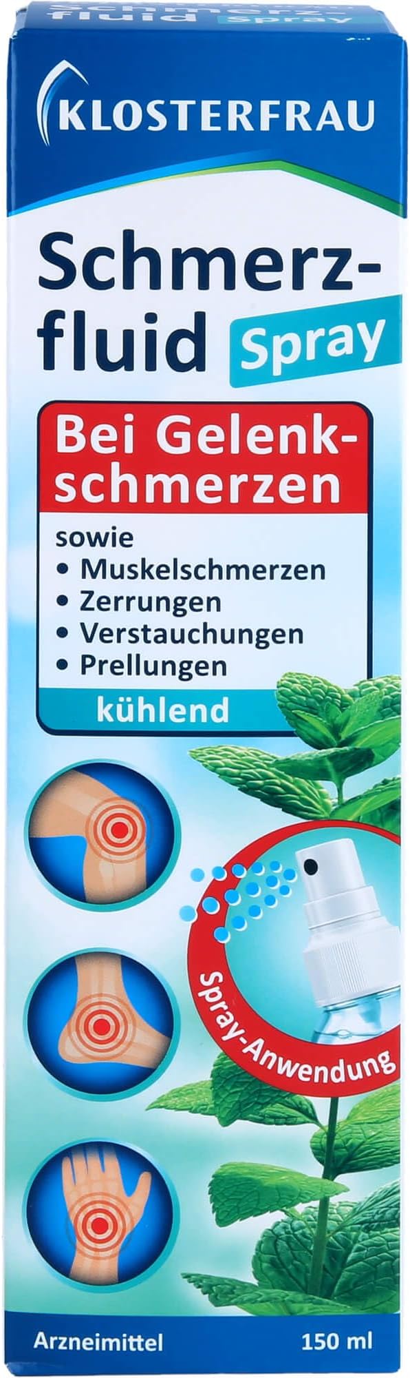 Klosterfrau Pain Fluid | Cooling Spray Application | For Joint and Muscle Pain | Triple Effect | 1 x 150 ml