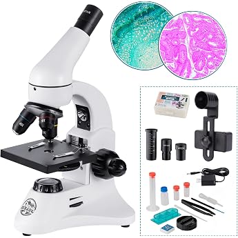 2000x Microscope, Metal Powerful Monocular Biological Stereo Microscope, Coarse/Fine Adjustment, 2 Wide Angle Eyepieces, Biological Specimens with Japanese Instruction Manual, Smartphone Photography