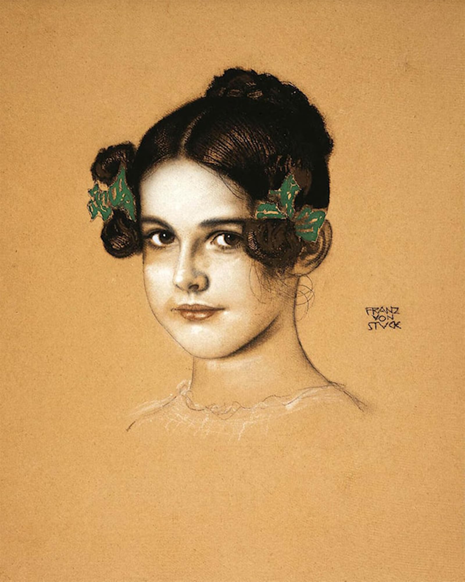Tableau toile portrait Mary par Von Stuck art mural 60x90cm