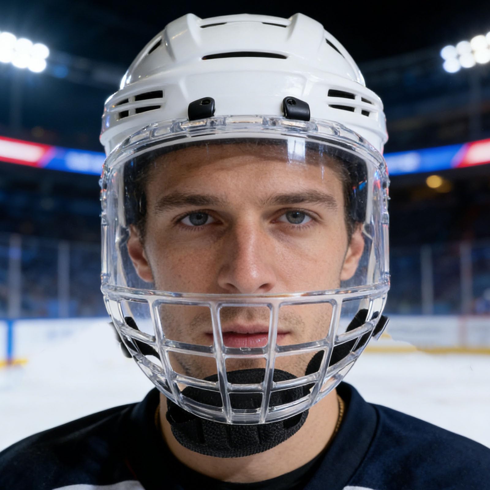 Visera para Protección de Casco Transparente Hockey Hielo para Diseño Ligero y Fácil de Limpiar, Material PC Resistente Segura para Adulto Juvenil