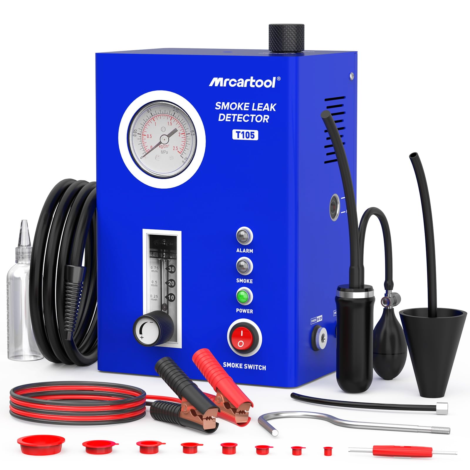 Rilevatori di perdite di Carburante per Auto 12V Pompa ad Aria incorporata rilevatore di perdite di Fumo con indicatore di Pressione e misuratore di Flusso di Fumo