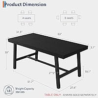 Vista 2 de GarveeHome Mesa de Comedor Industrial para 4-6 Personas, Mesa de Cocina de Madera de 63" de Largo con Marco de Metal Resistente y Acabado Negro