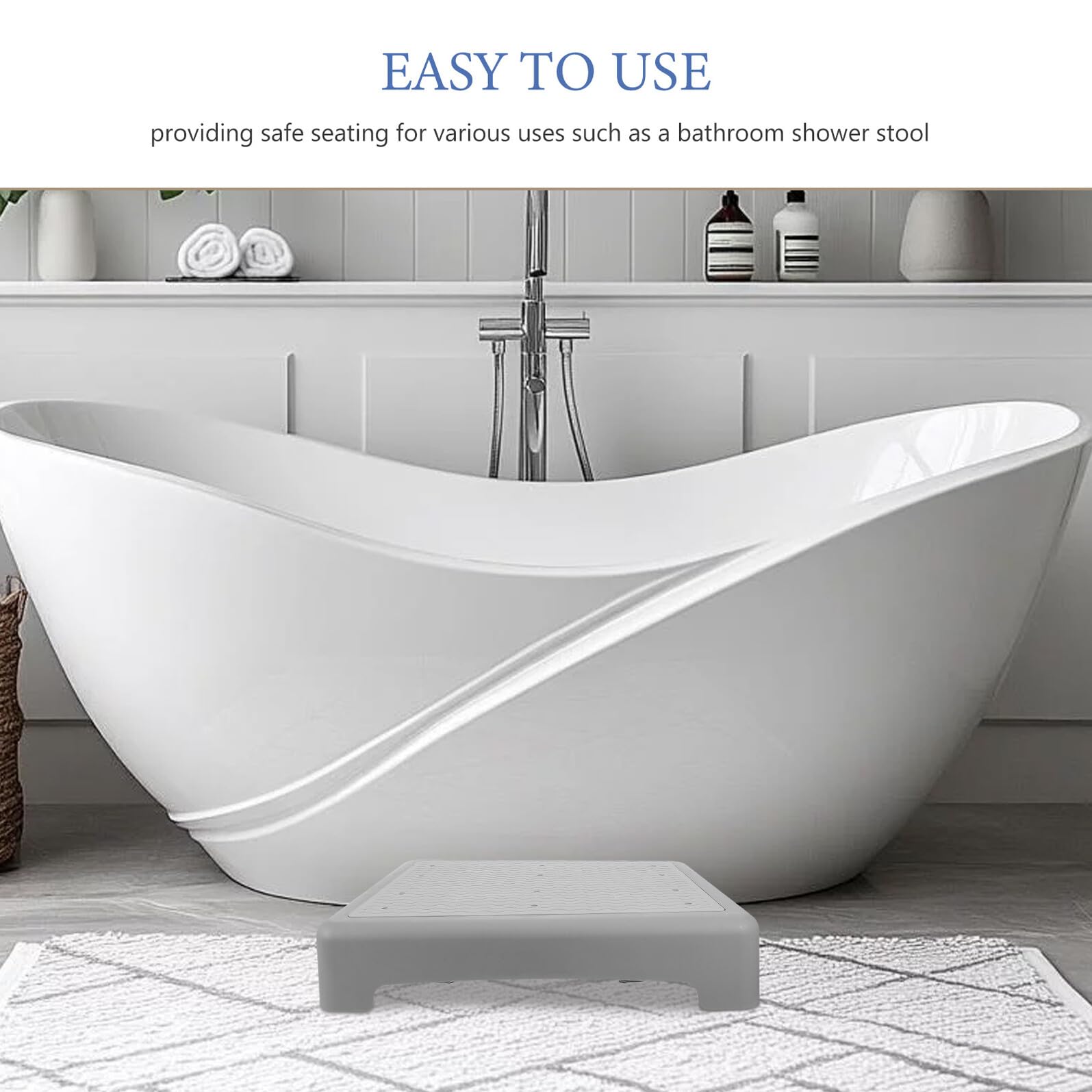 Alipis Sgabello da Bagno Antiscivolo per Anziani Piattaforma Piccola 44X34X95 CM Gradino per Vasca e Doccia Supporto Portatile per Mobilità e Trasferimento in Casa e Veicoli