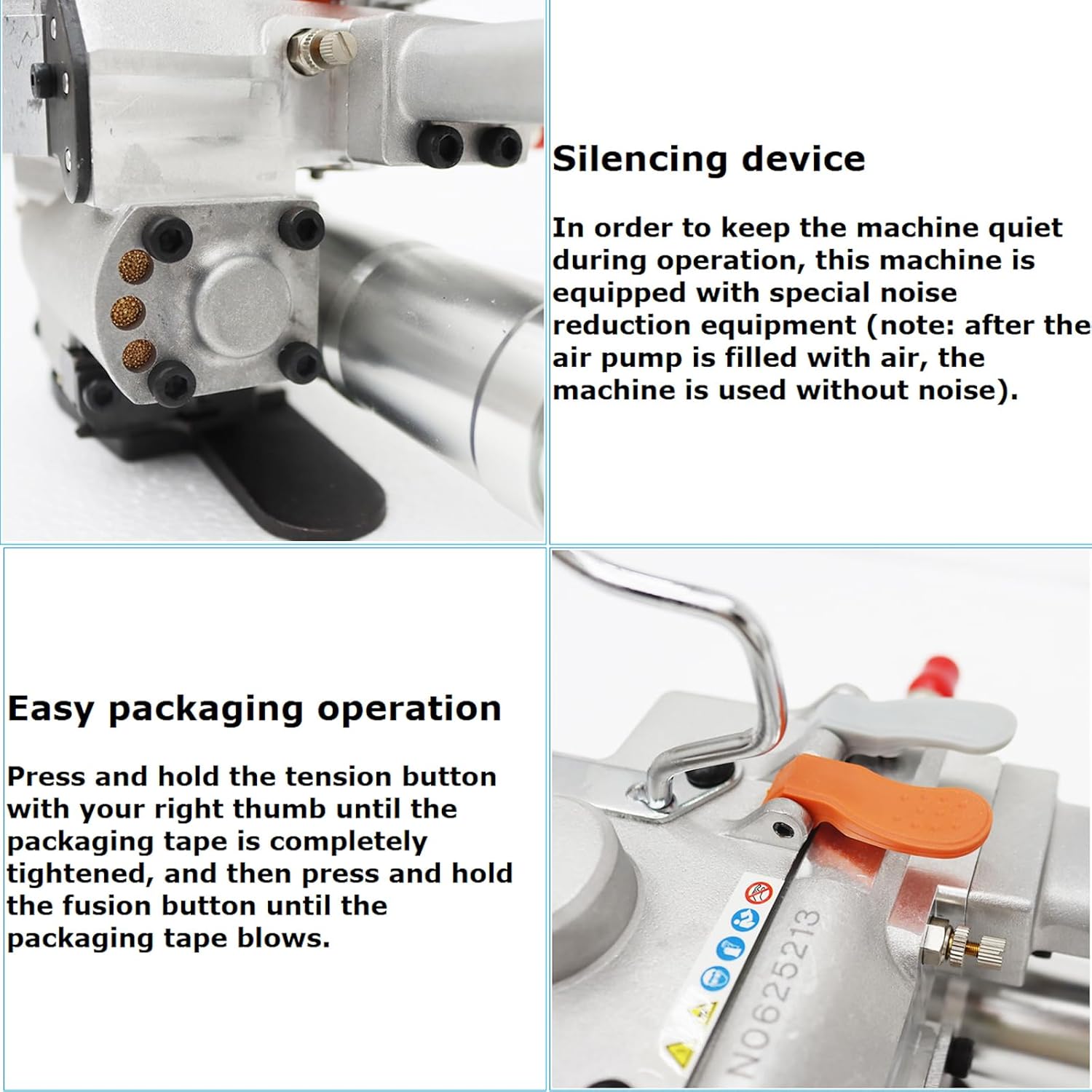INTBUYING Handheld Pneumatic Strapper Packaging Strapping Machine Portable for PET Strap PP Band 1/2"-3/4" Strapping Width for Warehouse Logistics Factory