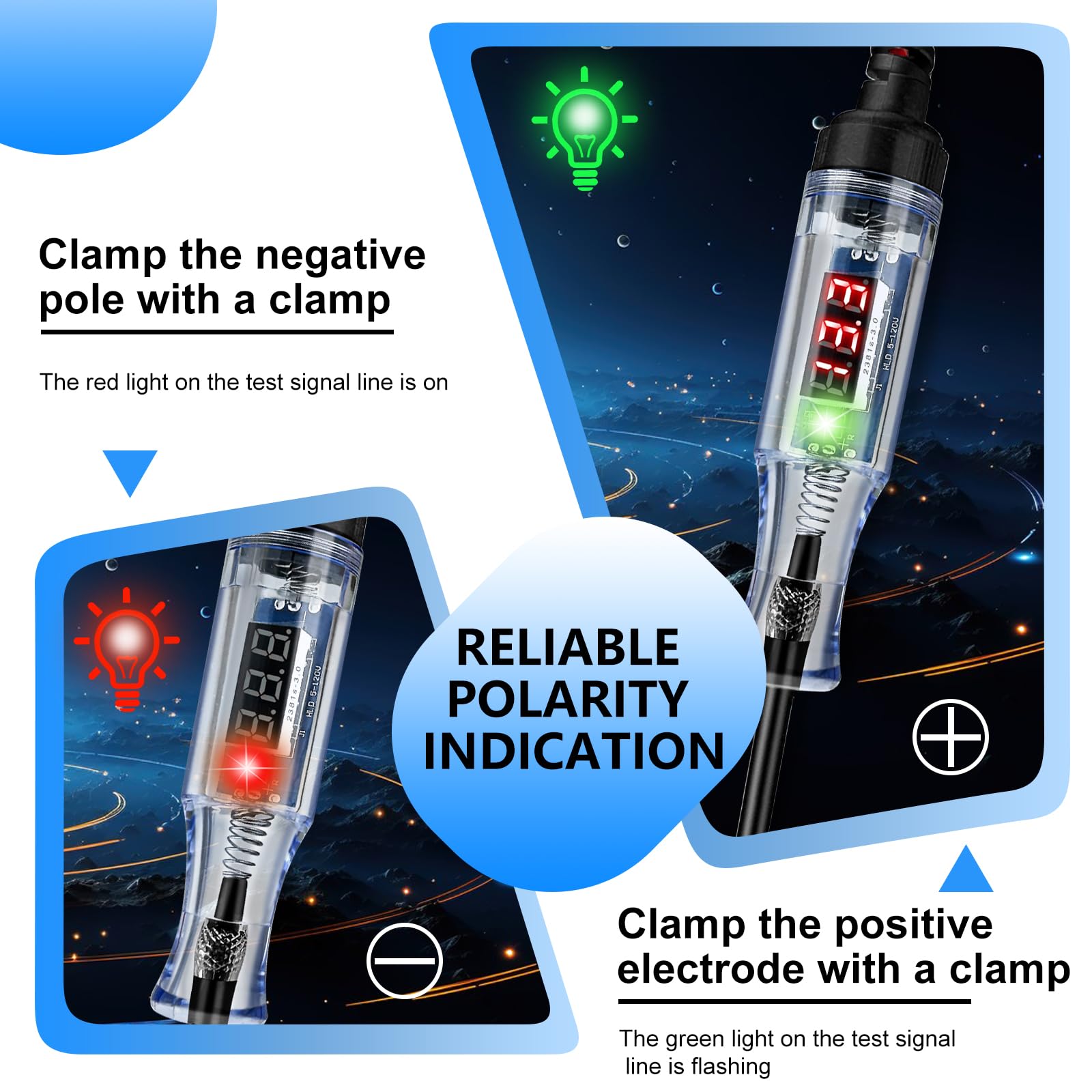 Probador de fusibles y kit de fusibles de coche (2.5-32 V, con pantalla digital LED y indicador luminoso)