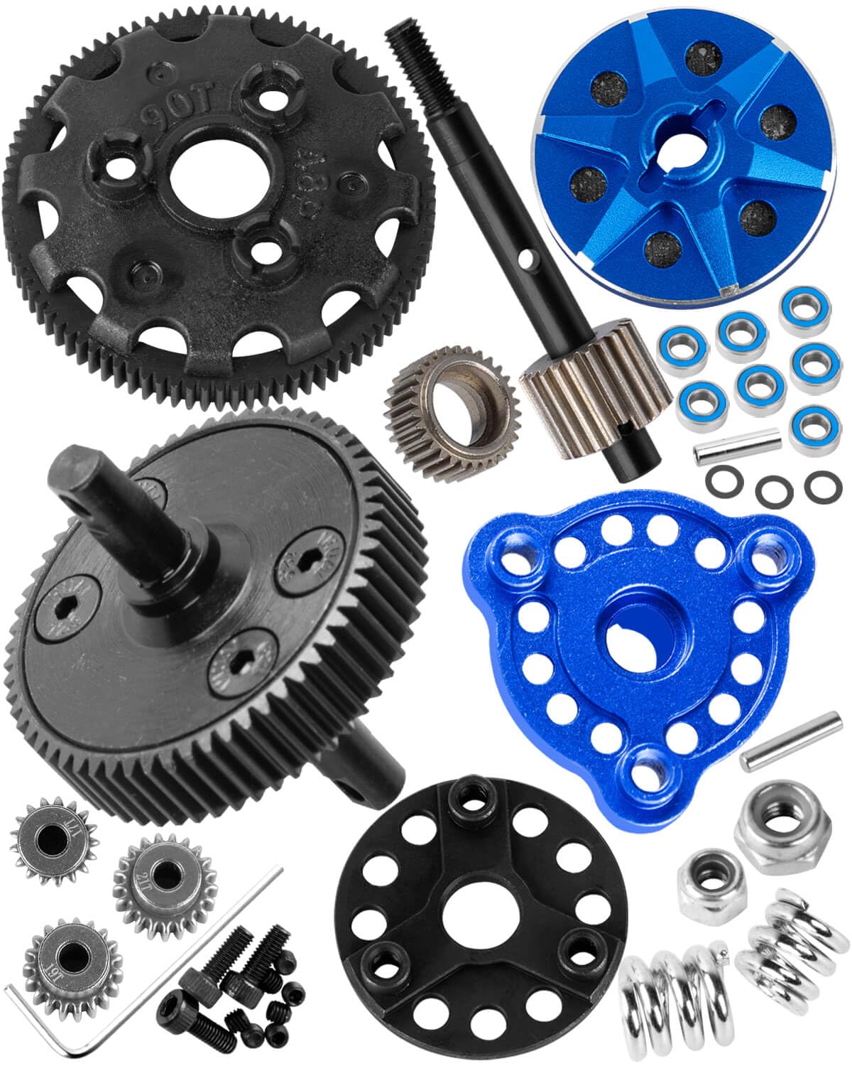 Upgrades Parts 48P&90T Spur Gear&Transmission Gear&Slipper Clutch&Slipper Rebuild Kit&Pressure Plate for 1/10 Rustler/Slash/Stampede/Bandit 2WD(VXL),Navy Blue