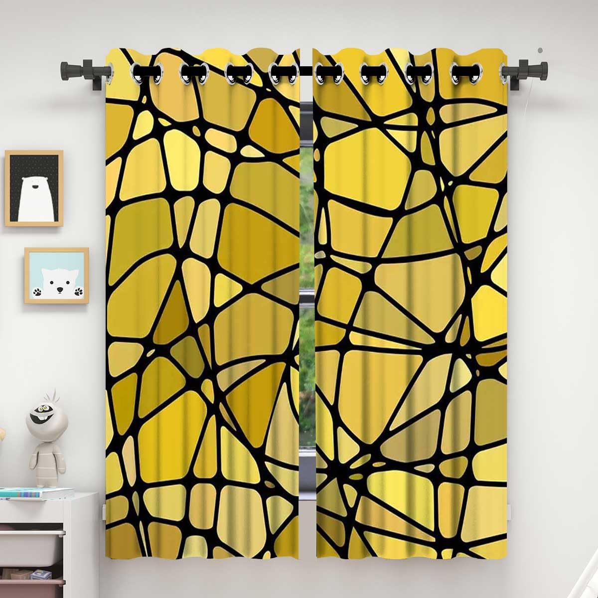 ZYMECH Yellow Window Curtains,Mosaic Decor Art Black Out