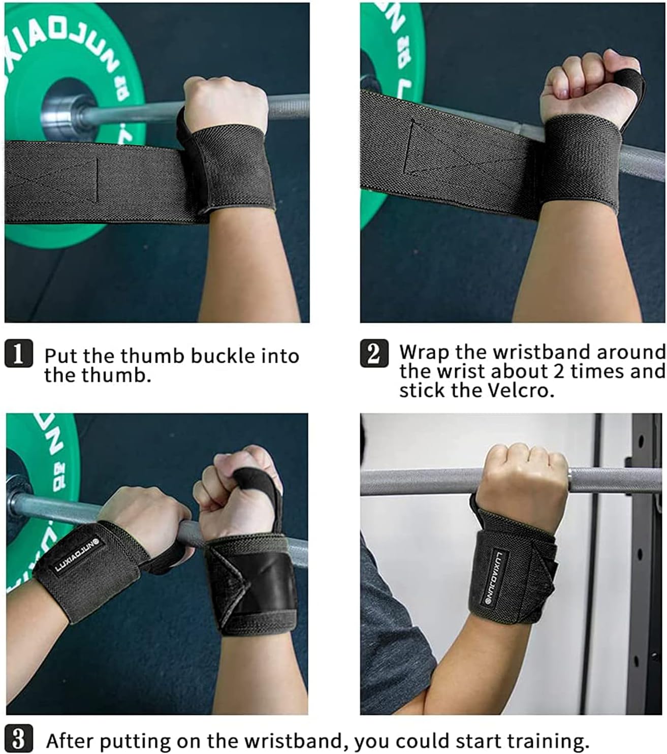 LUXIAOJUN W80 Wrist Wraps for Weight Lifting, Power Lifting, Cross Training (Black) : Sports & Outdoors