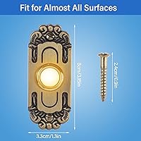 Vista 2 de Timbre de puerta con iluminación de metal resistente vintage, botón de timbre LED rectangular de bronce de 3.15 pulgadas, interruptor de timbre