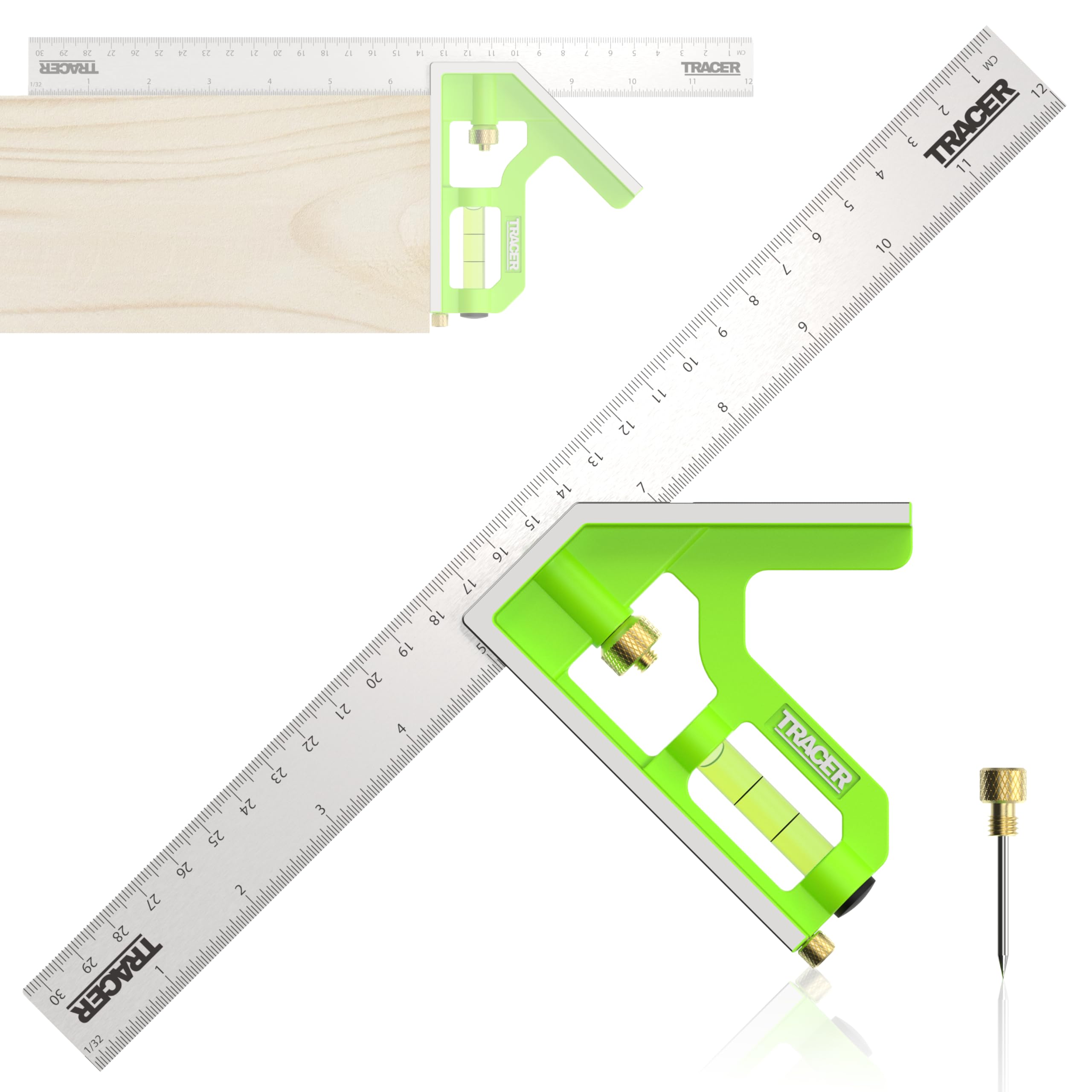Tracer Combination Square 300Mm (12") In Green Aluminium