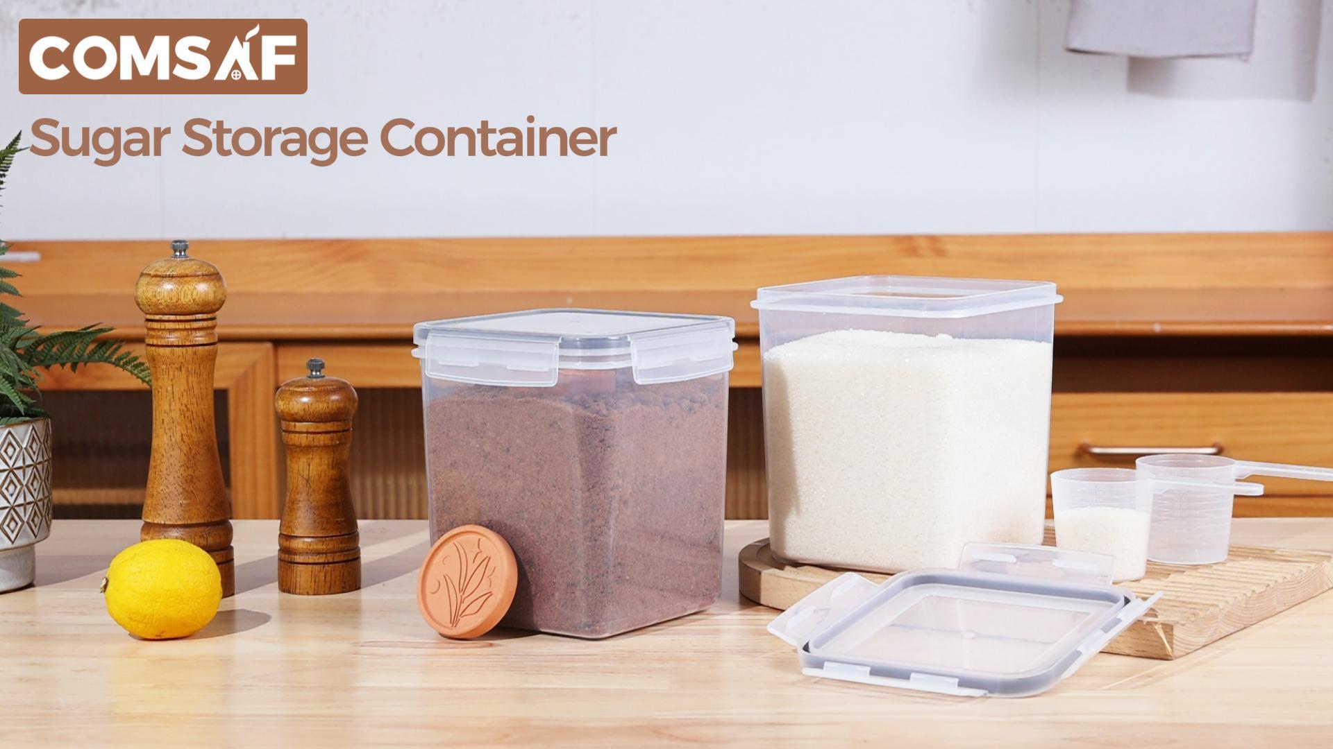 ComSaf Brown Sugar Container Set Of 2 (2.5L/2.6Qt), Airtight Food Storage Containers With Lids And Terra Cotta Brown Sugar Saver, Plastic Canisters Sets For Kitchen, Pantry Organizer For Flour, Baking - View #5