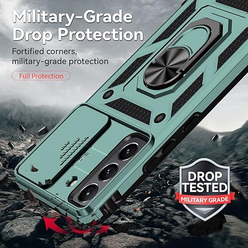 Miniatura 5 de Funda para Samsung Galaxy S22 con protector de pantalla para lente de cámara, doble capa de grado militar, probada contra caídas, soporte de anillo
