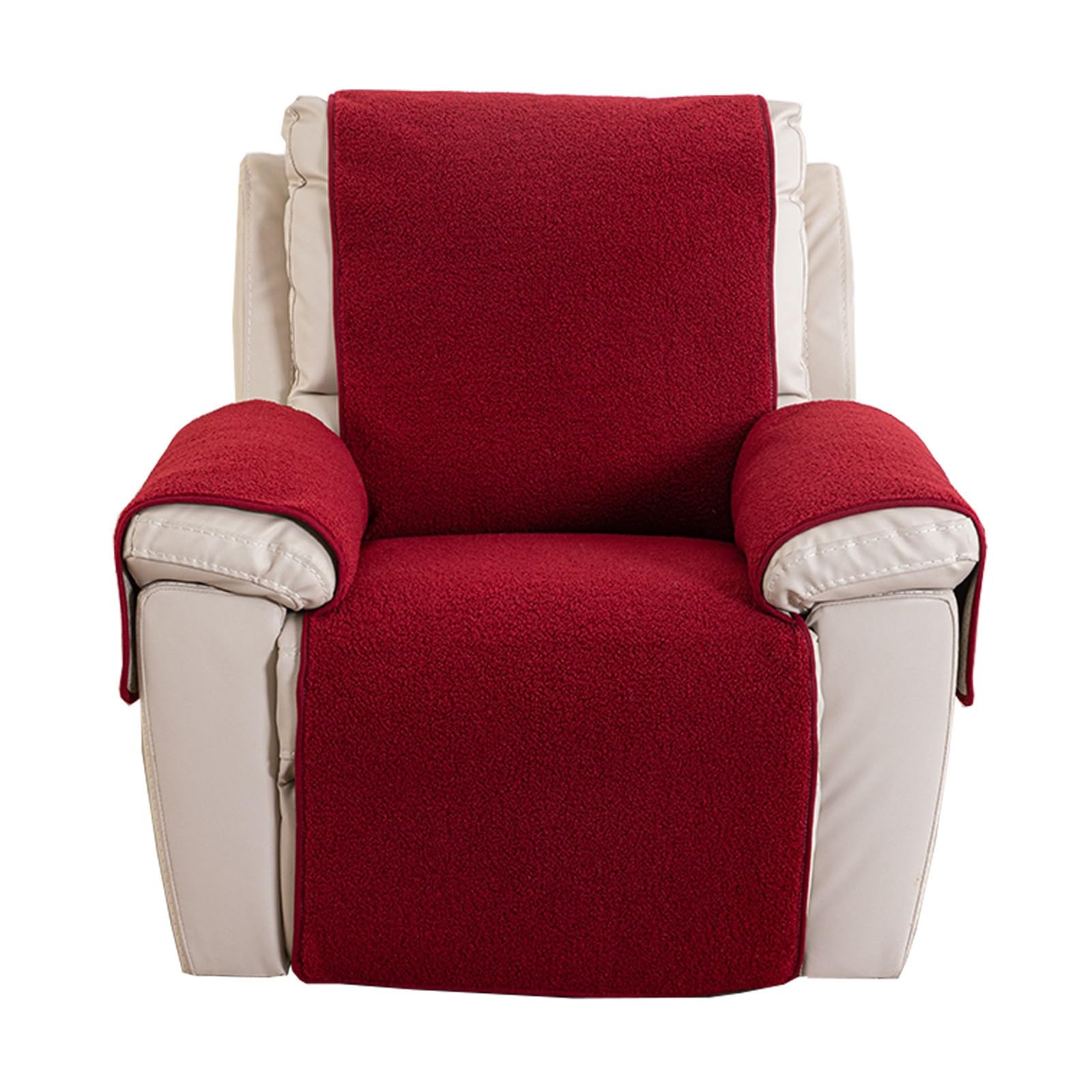 Funda acolchada de felpa sillón reclinable DAZSIAZ roja de una pieza 56x207 cm