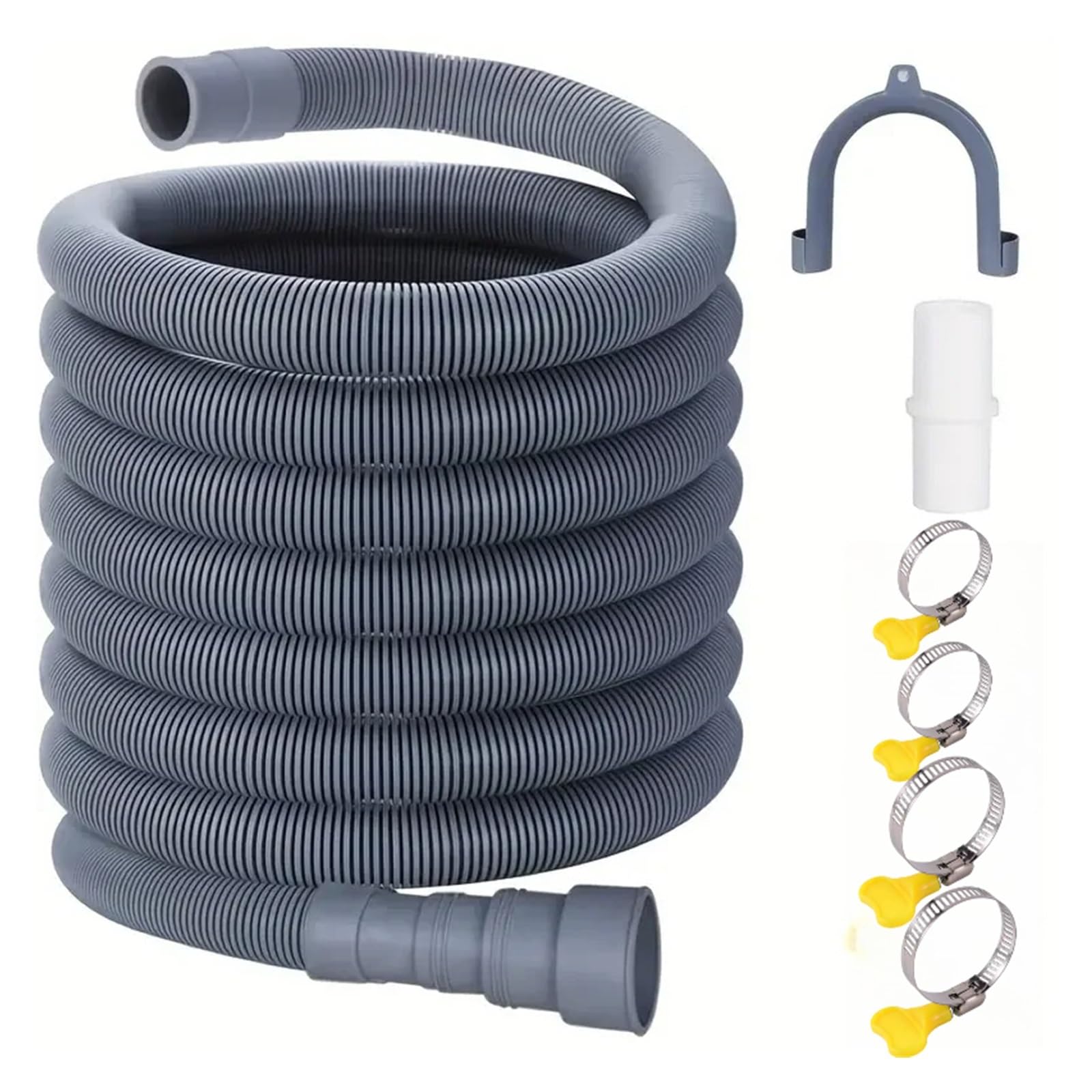 Sharunsfeli 2M 1.5/2/3 Meter Washing Machine Drain Hose Flexible Dishwasher Drain Hose Extension Kits Corrugated Washer Discharge Hose(2M)