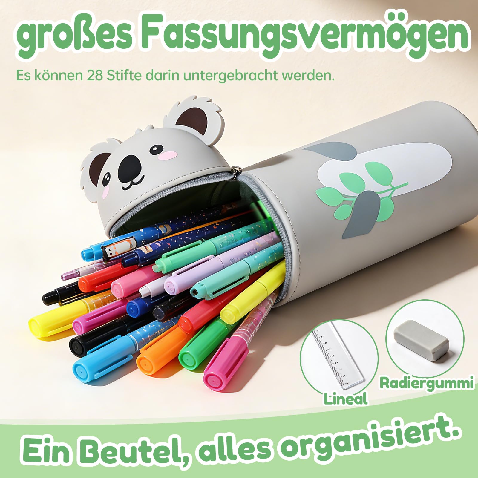 Trousse souple 2 en 1 en silicone Kawaii Orange Koala