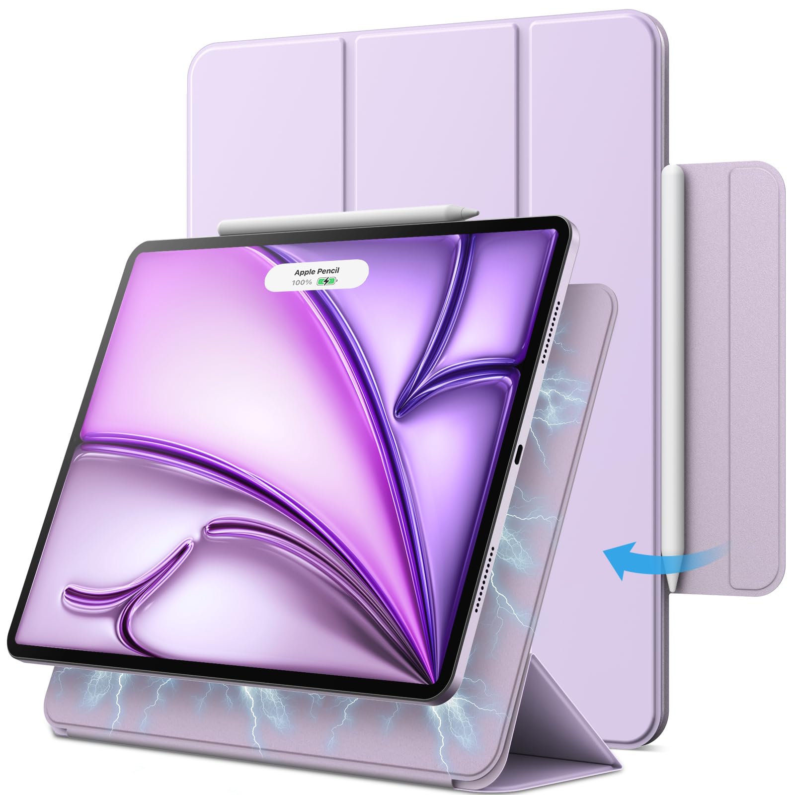 JETech Magnetisch Hülle für iPad Air 11 Zoll M4/M3/M2 (2026/2025/2024), iPad Air 5/4 (Modell 2022/2020, 5./4. Generation), iPad Pro 11 (2018), Magnetisch Befestigung, Schlank Case (Helles Lila)