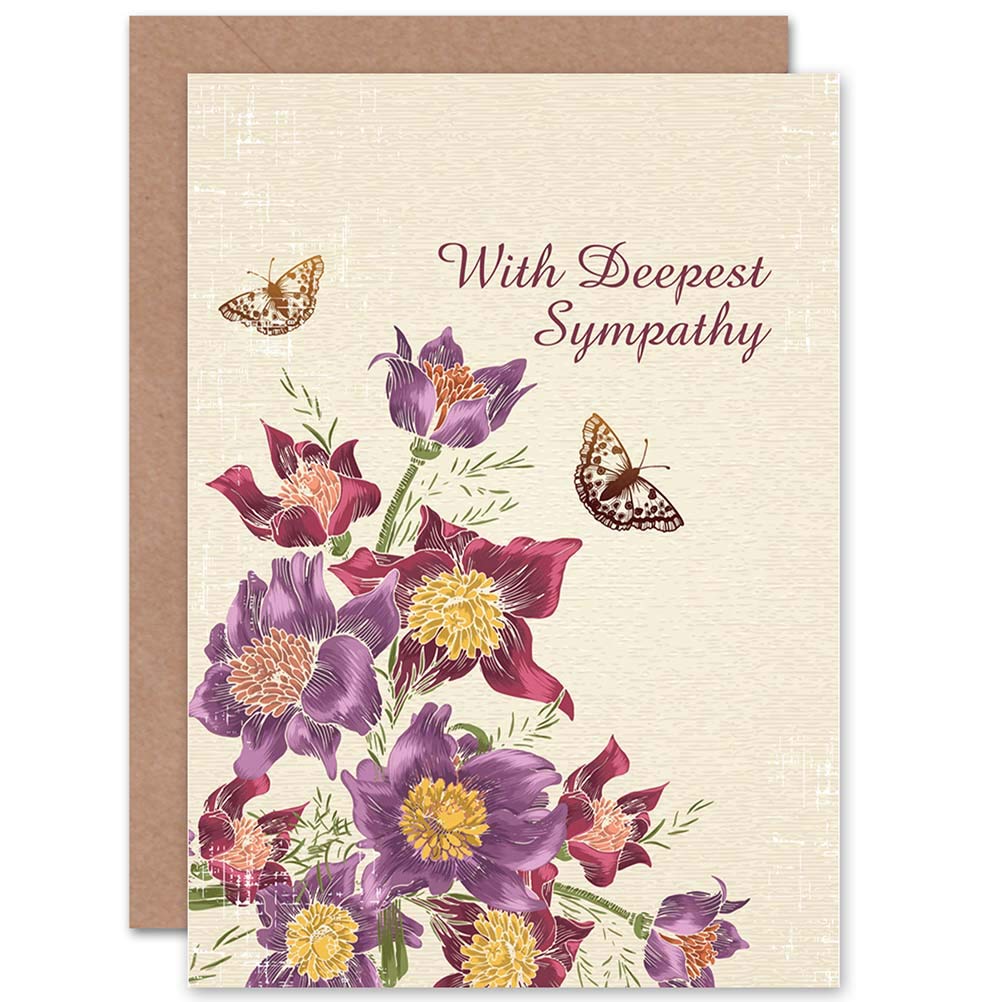 Wee Blue Coo CARD GREETING BEREAVED SYMPATHY FLORAL THEME