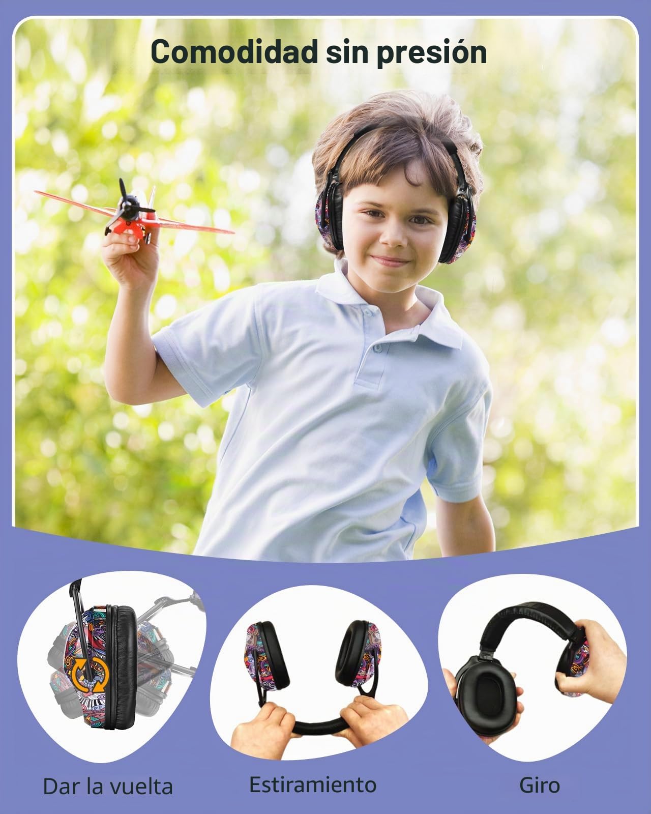 ZOHAN 030 Protección Auditiva para Niños, Orejeras Ajustable SNR 25 dB Cómodas para Conciertos Fiestas Actividades Escolares Estudiantes de Primaria,Reducción de Ruido para Niños Sensibles