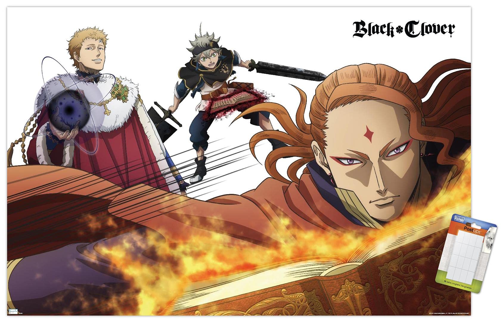 Trends International Black Clover-Trio Wall Poster, 14.725" x 22.375", Premium Poster & Mount Bundle