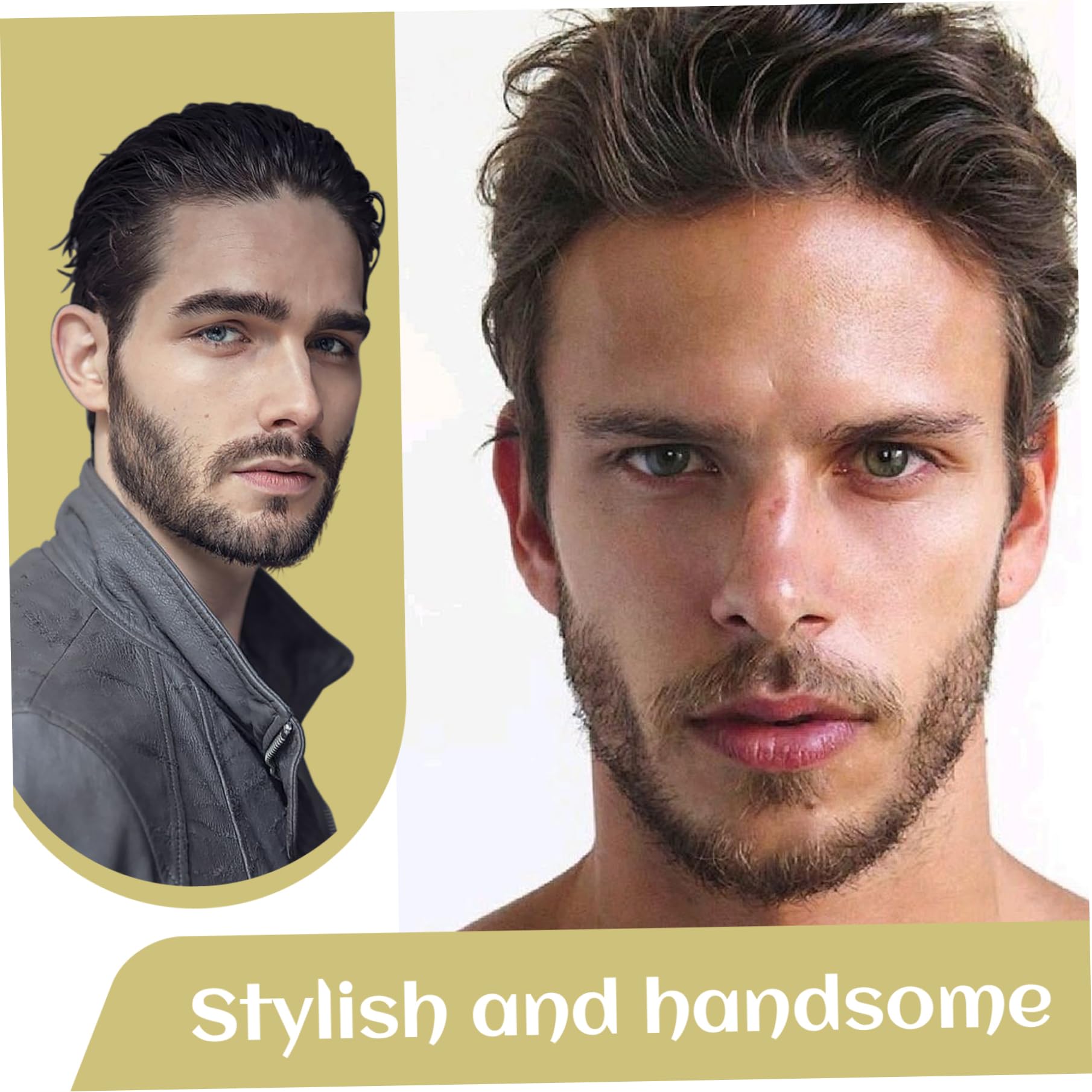 Barba Cabello humano Barba realista Bigote Vello facial invisible Traje de encaje para hombres Vestir Halloween Cosplay Fiesta de disfraces Negro...