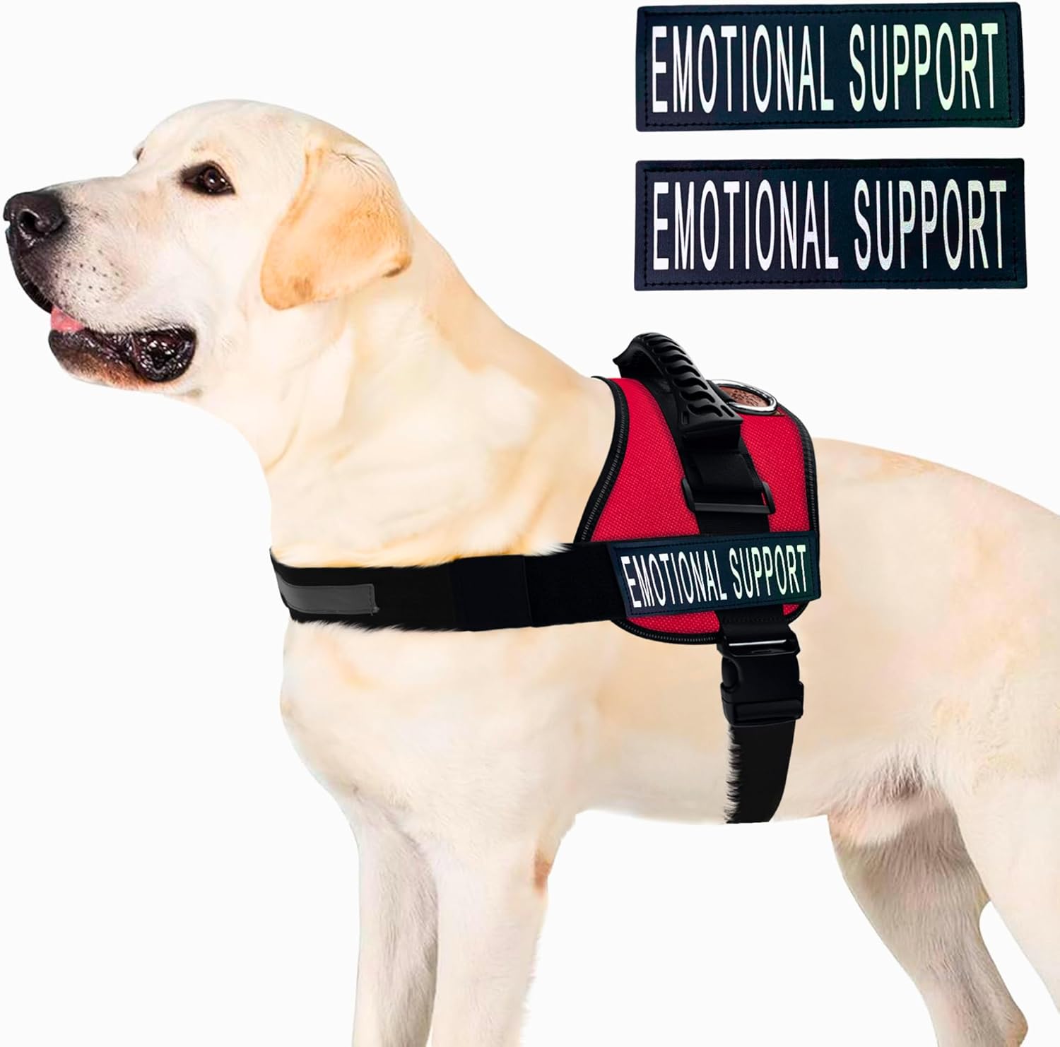 ALBCORP Emotional Support Dog Vest – Reflective Harness - Woven Nylon, Comfy Mesh Padding - Sizes from XXS to XL – Emotional Support Dog Patches Included. Red, Medium