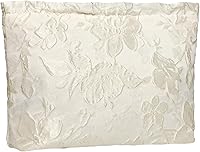 Ksriylm Elegant White Floral Embroidered Makeup Bag for Women - Small Canvas Cosmetic Pouch Zipper Purse Travel Toiletry Organizer