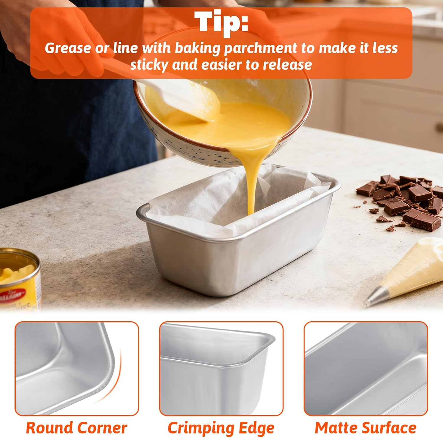 8 Pack Aluminum Loaf Pans 8x4 Inch Banana Bread Pan for Homemade Bread Loaf Pan for Baking Bread Tins for Baking Loaf Pans for Oven Sourdough Bread Baking Pan Metal Sandwich Loaf Bread Pans - Image 5