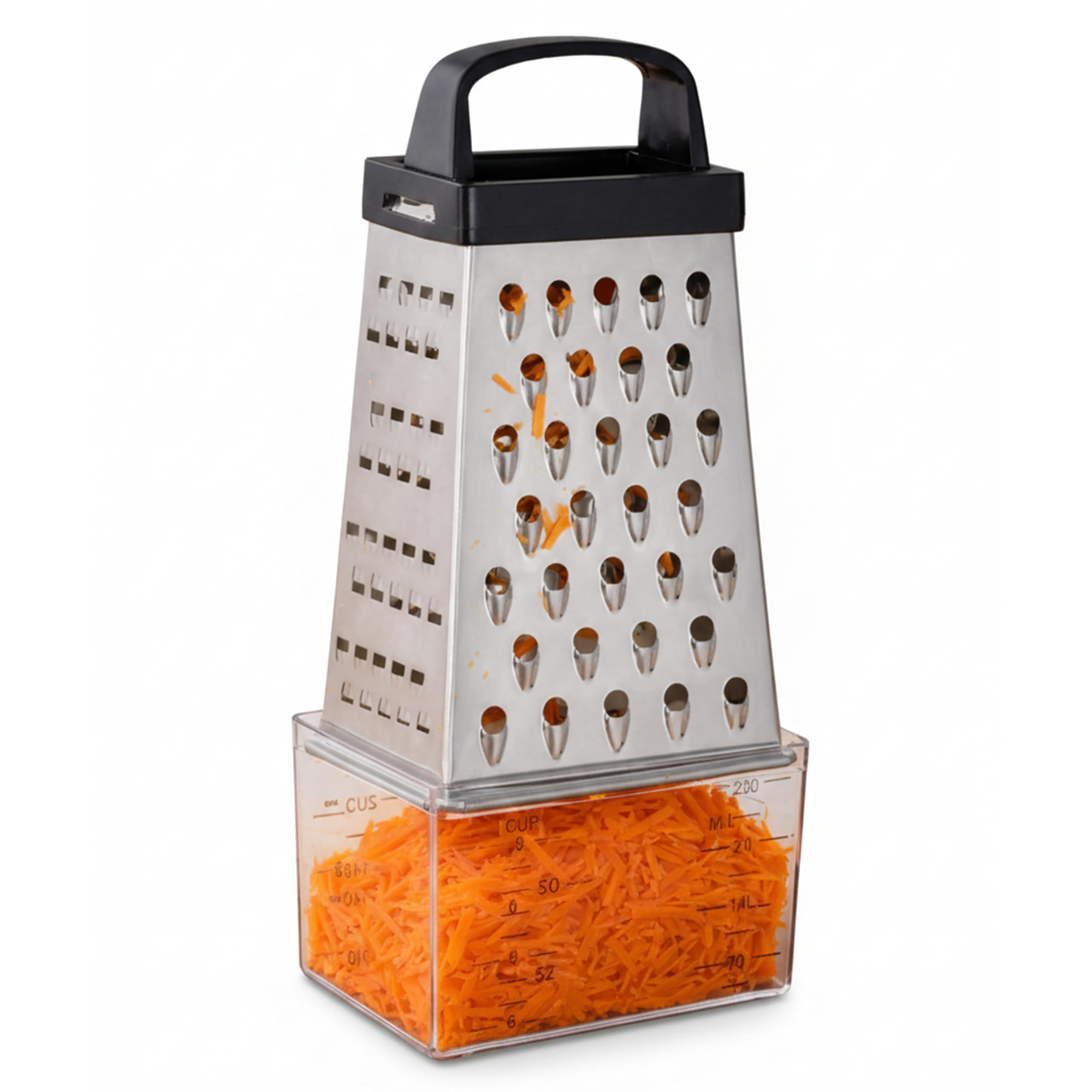 Orsina Stainless Steel 4 Sided Grater with Collection - Silver