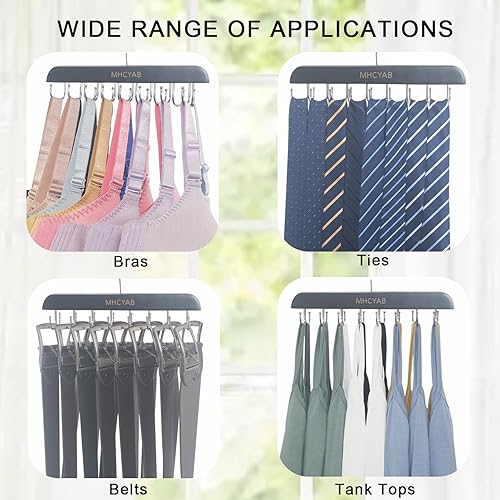 Miniatura 6 de Colgador de brasier para organizador de armario, colgador superior sin mangas con madera de primera calidad, 16 ganchos ajustables, organizadores de