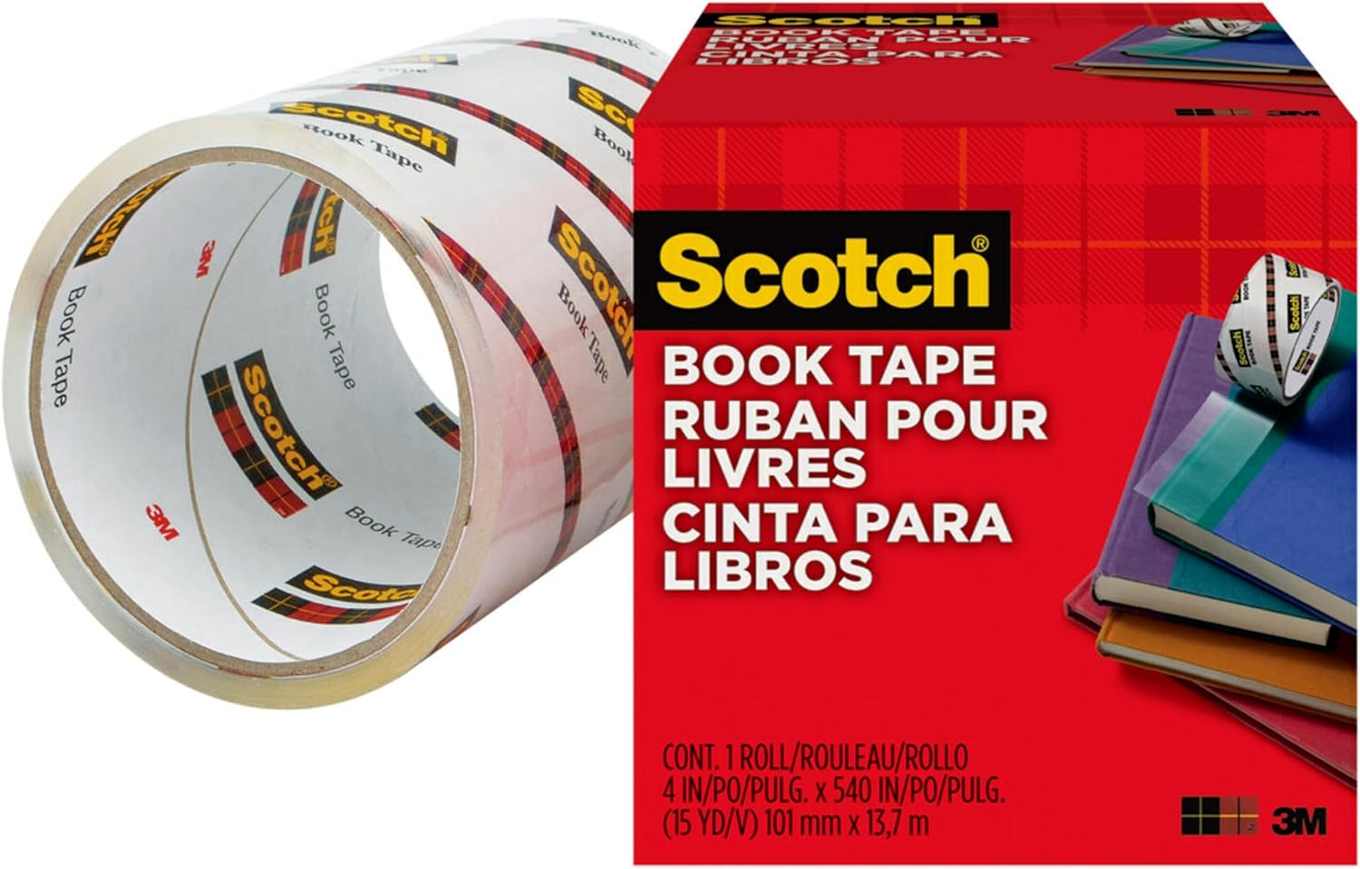 Scotch Book Tape White 4 Inch | Transparent | For Repairing Books | 15 Yards | Pack of 8 image 4