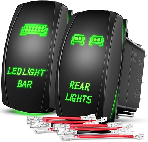 Vista 41 de Nilight Luces LED POD, interruptor basculante, barra de luz LED, 5 pines, interruptores de encendido/apagado láser 20A/12V 10A/24V con cables