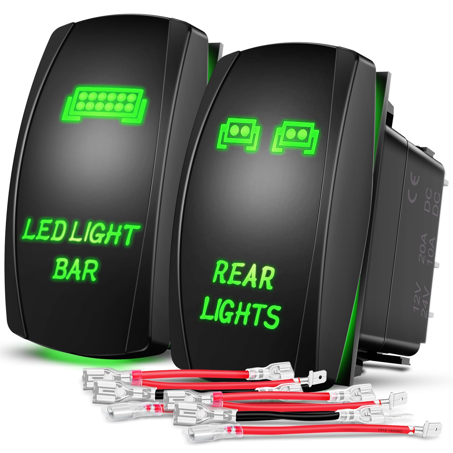 Nilight 2 Pack Laser Rocker Switch with Jumper Wires Set 5Pin