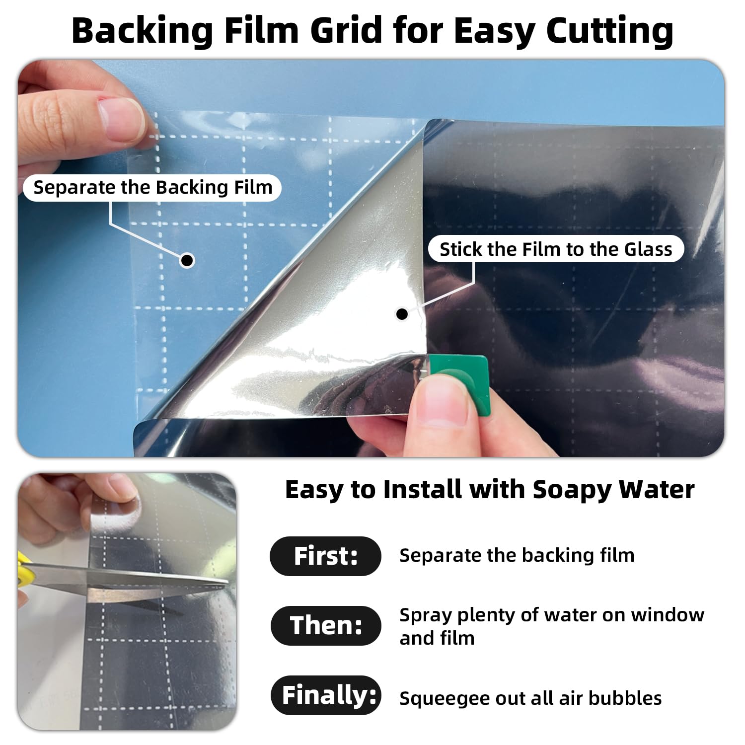DUOFIRE Film teinté à Sens Unique pour fenêtre de Maison – Film teinté réfléchissant pour fenêtre de Maison – Film électrostatique Anti-UV bloquant la Chaleur (argenté, 60 x 200 cm)