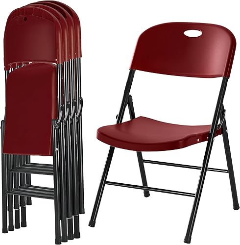 Amazing for less Silla plegable de plástico resistente, paquete de 4, sillas plegables de capacidad de 450 libras para interiores y exteriores,