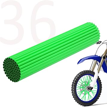 36Pcs Dirt Bike Spoke Covers Wheel Spoke Wraps Wheel Rim Spoke Skins Universal for MotorcycleGreen