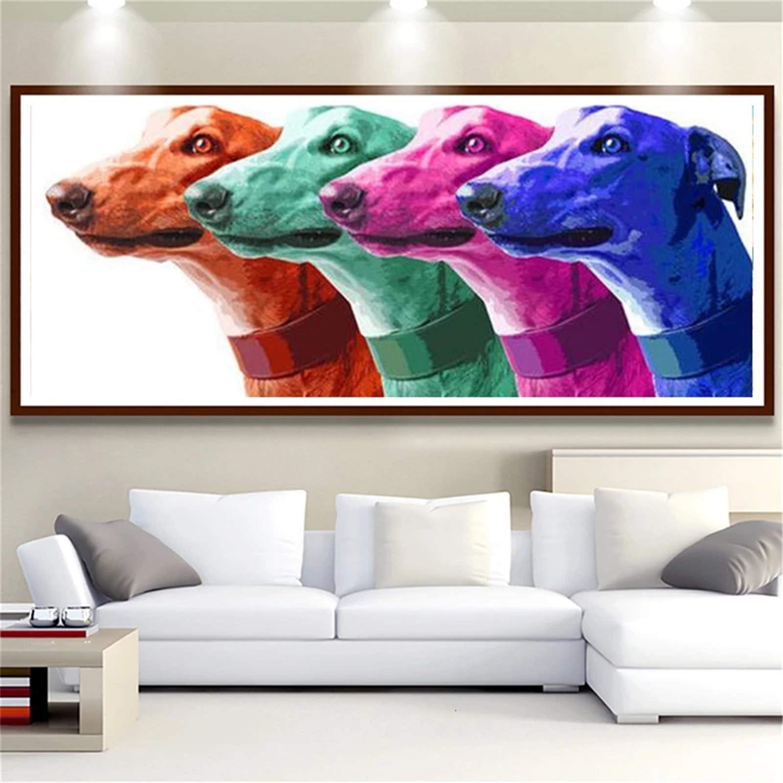 Kit peinture diamant 5D chien grand format 60x120cm pour décoration salon