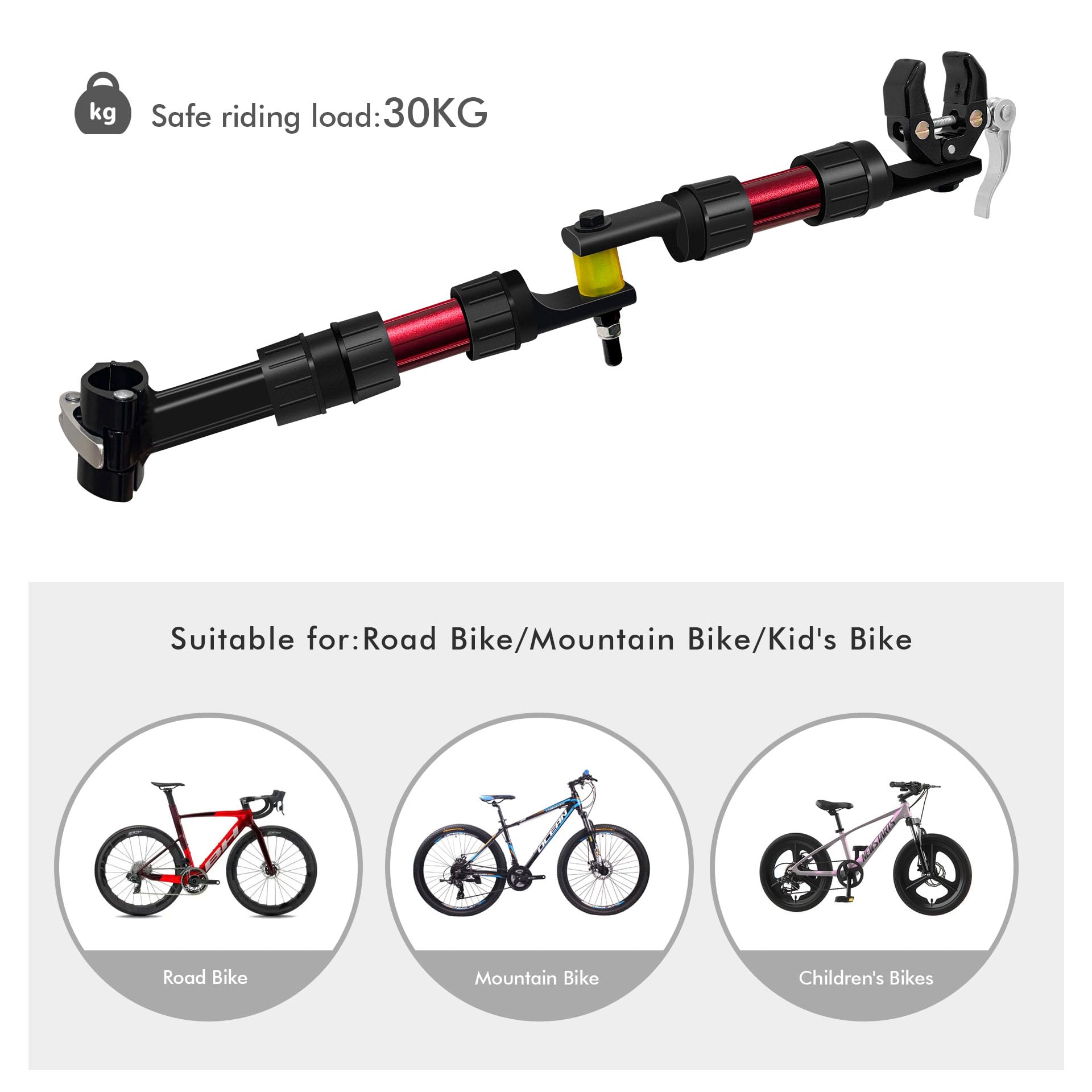 Mimoke Adattatore per Rimorchio per Bicicletta Nylon 27-32 mm Modulare con Smorzamento Sterzo