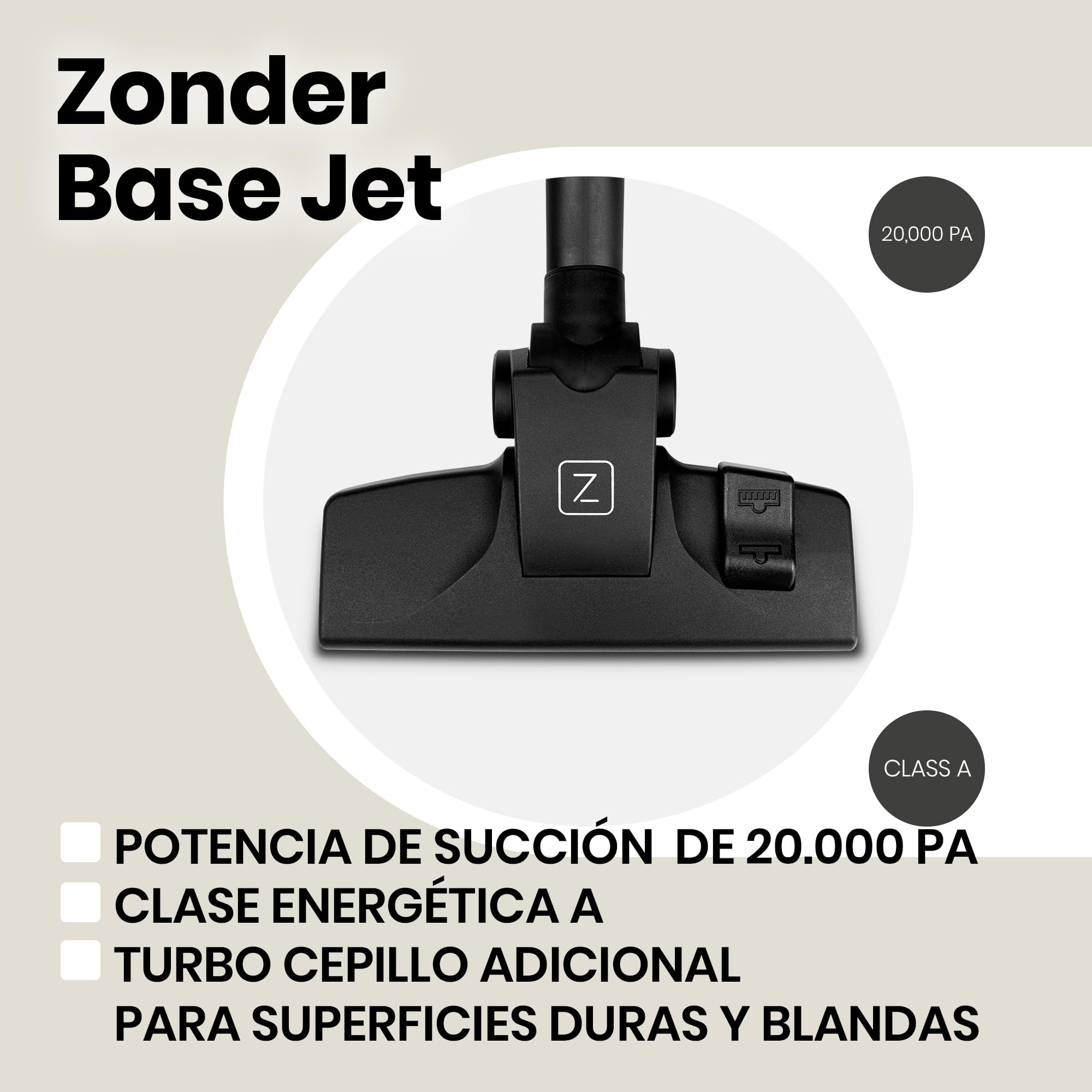 Zeegma Zonder Base Jet Aspirador sin Bolsa con Juego de Accesorios Tecnología Cyclone Potencia de Salida PowerSuction Cepillo Turbo de 899W vatios 2 contenedor de Polvo con Filtro HEPA 2L, Negro | Potencia de succión 899 W, 2 filtros HEPA lavables, recipi